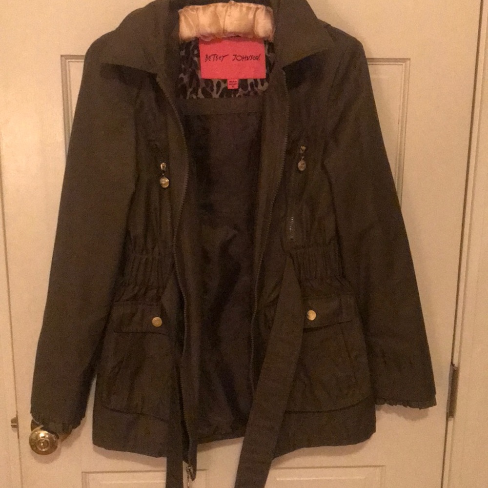 Betsey Johnson Green Raincoat- worn twice!